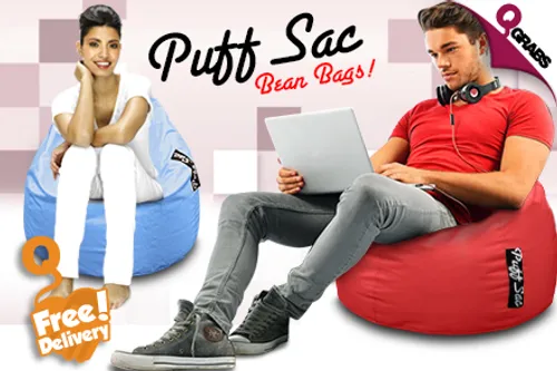 For QR249, Lounge with Colorful & Stylish Puff Sac Bean Bags with FREE Delivery - Choose from 4 Fun Colors! (QR500 Value)